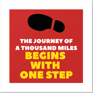 The journey of a thousand miles begins with one step T Shirt, Footprints Tee Shirts Posters and Art